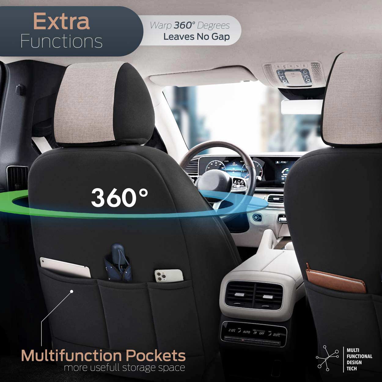 Komplet pokrowców na fotele samochodowe OTOM SWAN 503 BEIGE 3-ZIP — ujęcie 8