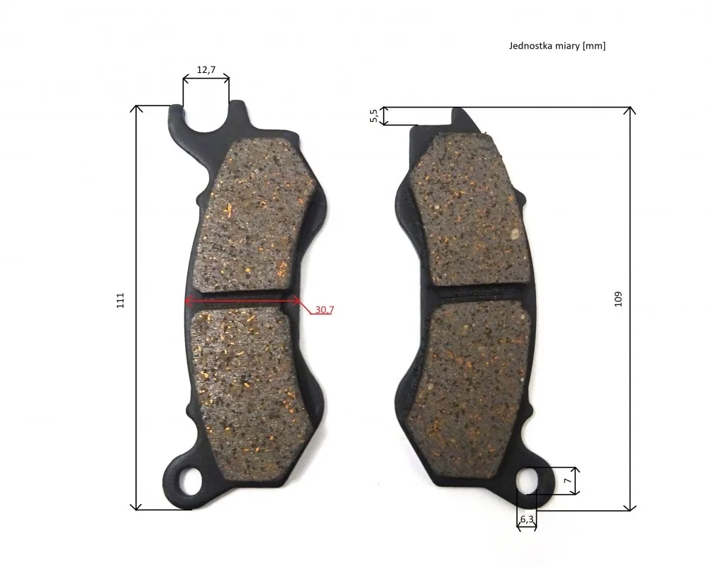 Junak 609 125 cm³ klocki hamulca hydraulicznego przód kpl. "cbs" (zacisk prawy) (Euro IV)