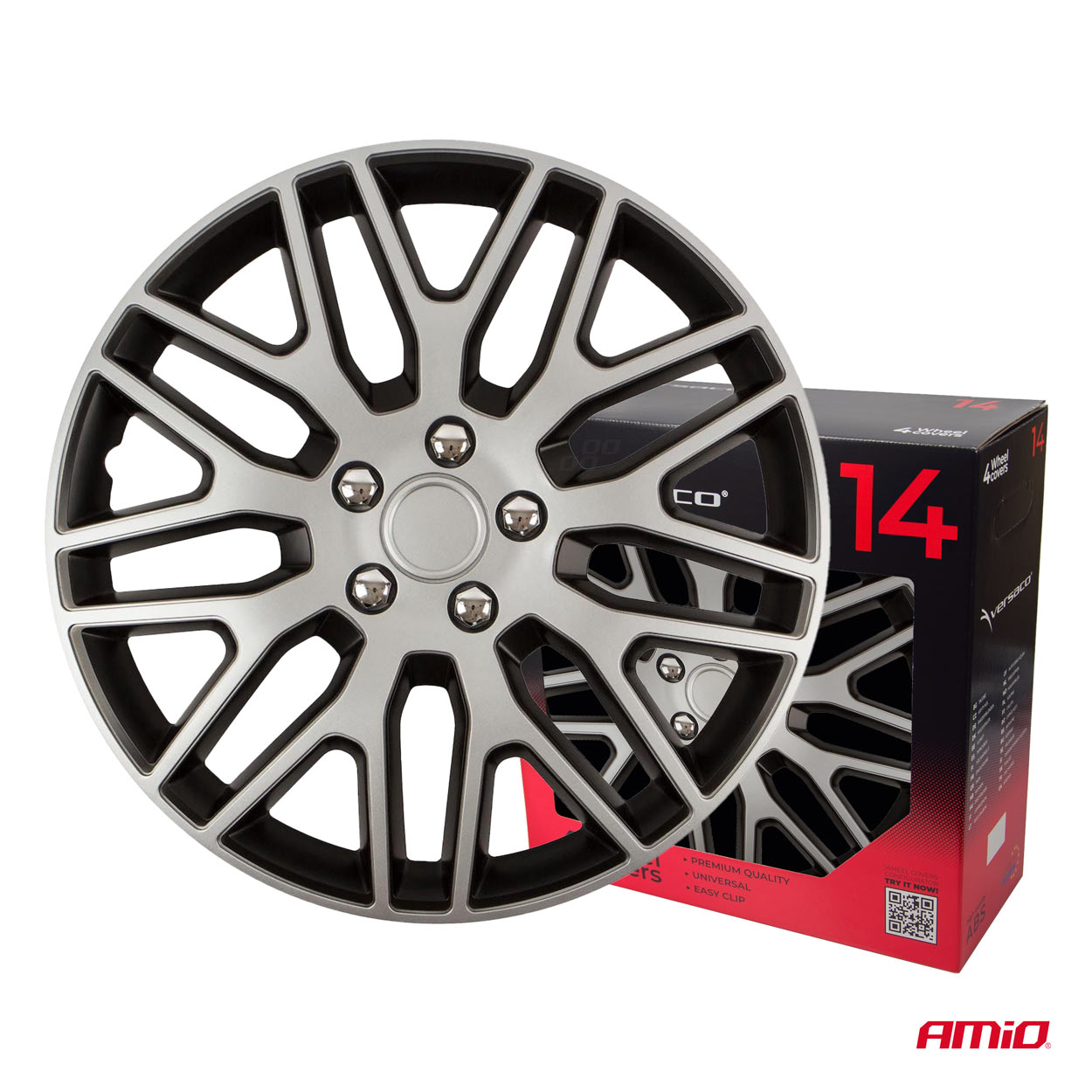 Kołpaki samochodowe 4szt. komplet Dakar czarno srebrne 14" cali COLOR BOX — ujęcie 3