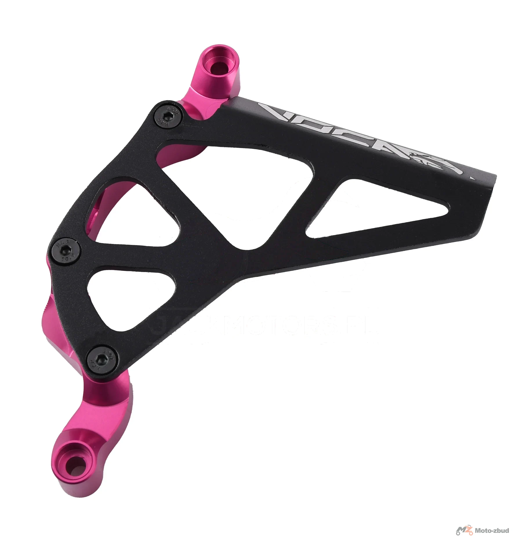 Pokrywa zębatki zdawczej VOCA racing czarno - różowa aluminium CNC Minarelli AM6 — ujęcie 1