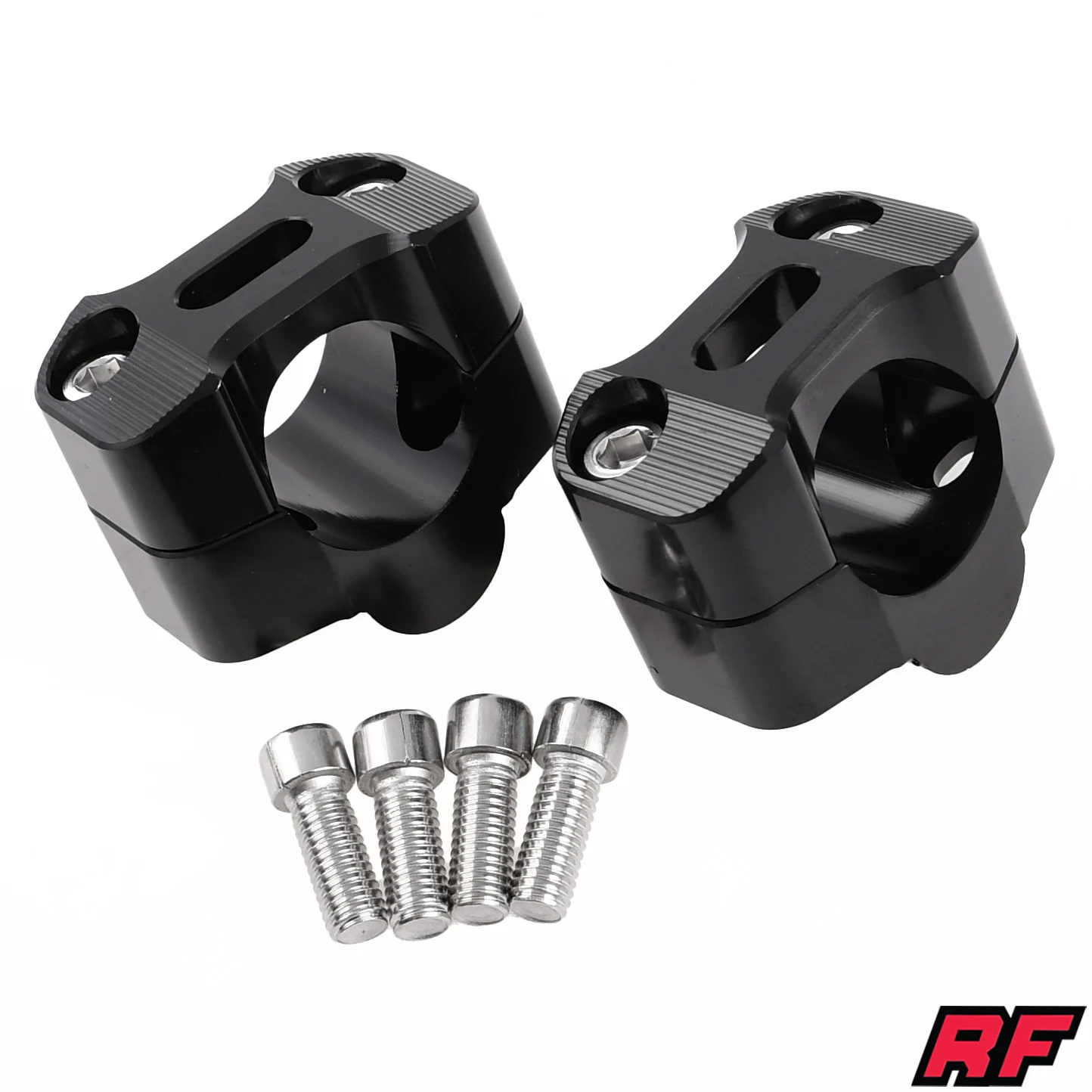 Adapter kierownicy wieżyczki 22 mm / 28 mm czarne uniwersalne aluminium CNC kpl. Racing Force — ujęcie 1