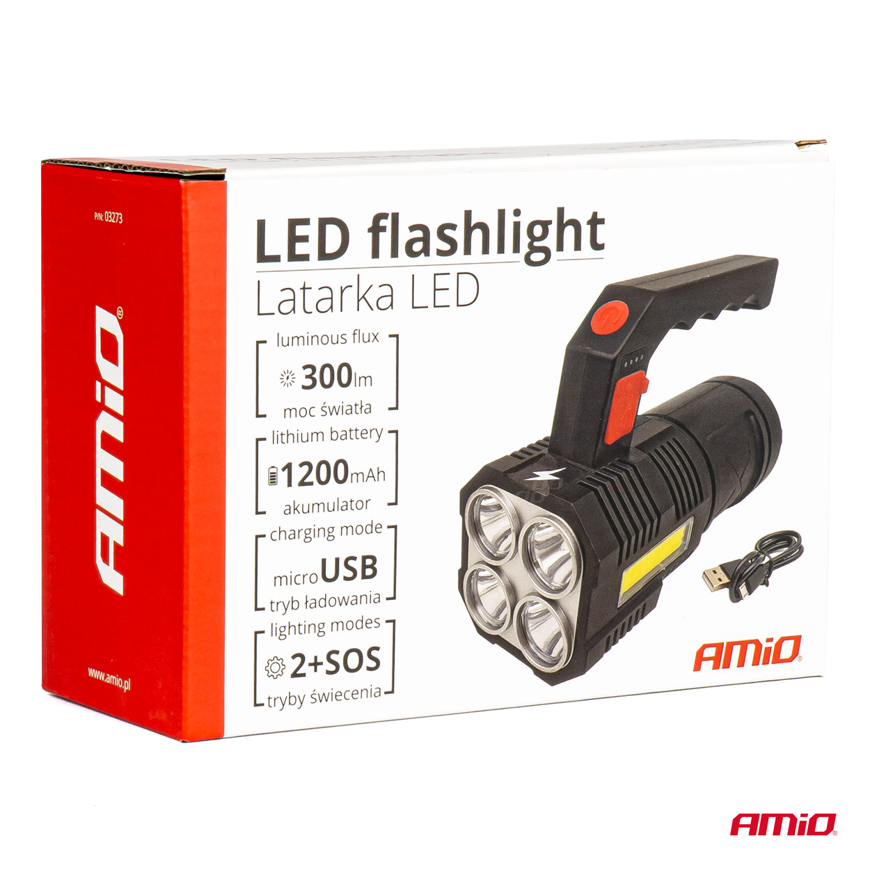 Latarka akumulatorowa 4LED + COB 1200 mAh — ujęcie 7