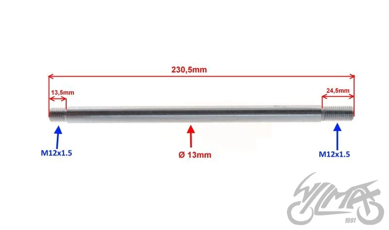 Oś wahacza tył fi13 × 230 Simson S51 — ujęcie 2