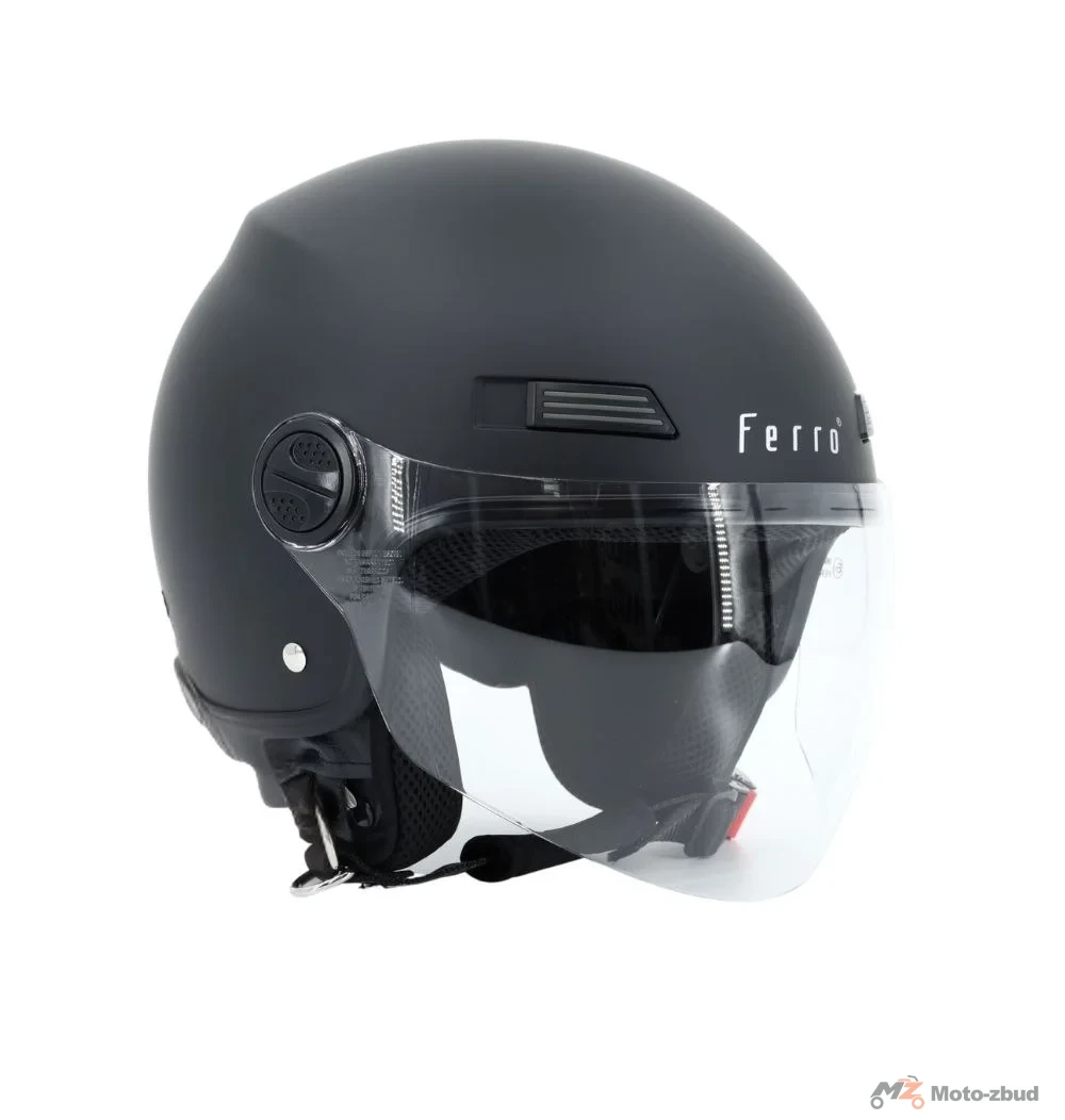 Kask Ferro OF819 z szybą bez szczęki czarny mat XS