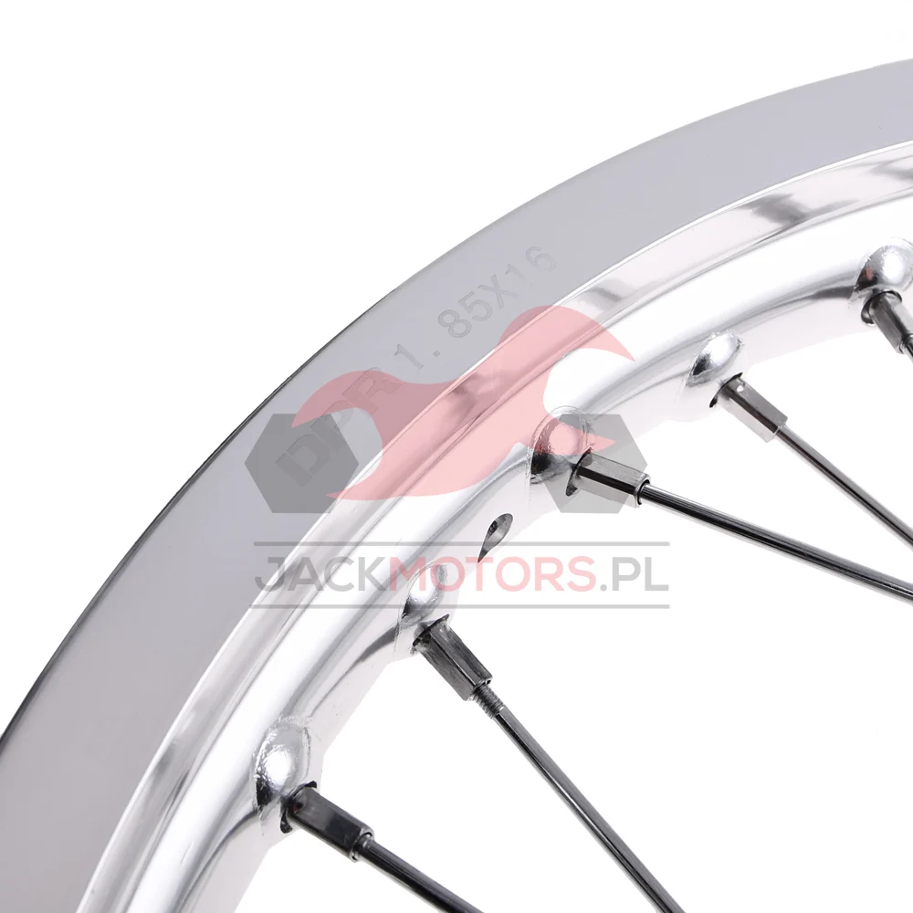Koło jezdne Simson S51 1,85 × 16 aluminium DPR Classic srebrna piasta + szprychy chrom — ujęcie 3