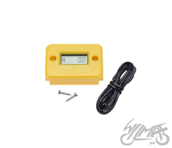 Uniwersalny licznik motogodzin żółty — rozstaw mocowania 38 mm — ujęcie 1