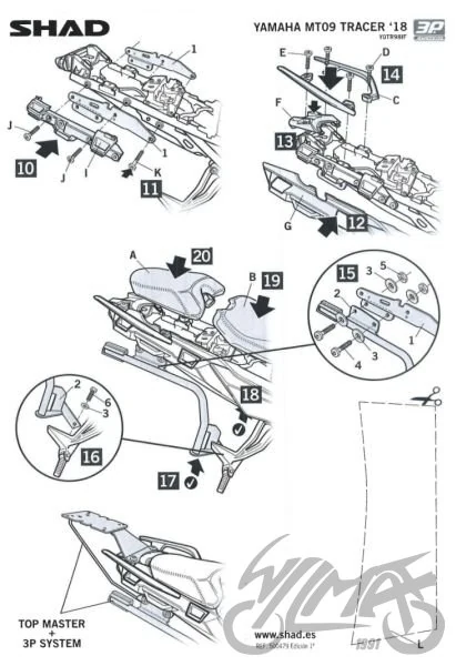 Stelaż kufra bocznego 3P SHAD do Yamahy MT09 Tracer 900 / MT09 Tracer 900 GT — ujęcie 3