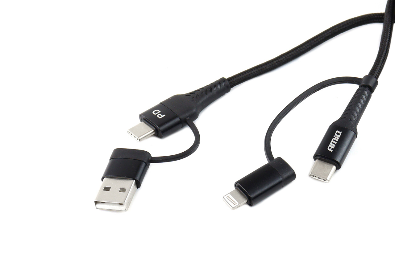 Kabel USB USB-C 3w1 iphone Lightning USB USB-C 1m UC-15 — ujęcie 2