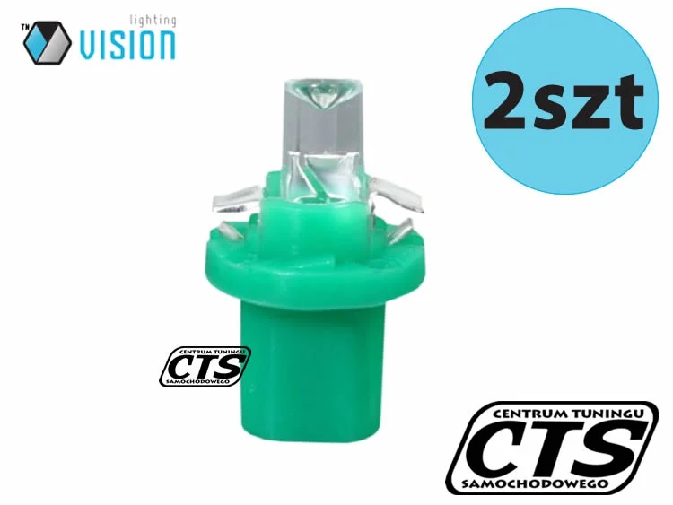 Żarówka R5 / T5 12V 1 LED w oprawce zielona (2szt)