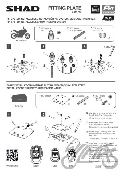 Adapter torby SHAD Pin System X011PS — Ducati / Yamaha / MV Agusta — ujęcie 4