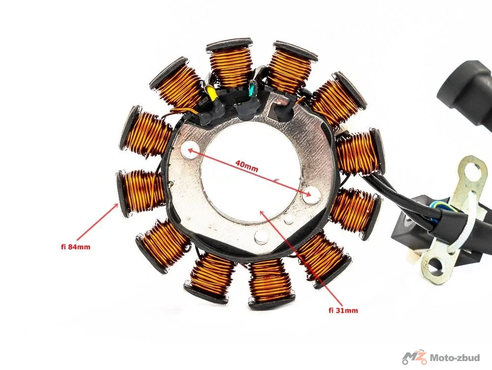 Stator 12 cewek 3 przewody 125 cm³ skuter 4T Piaggio Vespa (kostka 3-PIN) — ujęcie 2
