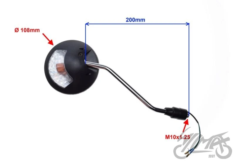 Lusterka z kierunkowskazami RED066 — Ø 102 mm, M10 × 1,25, para — ujęcie 3