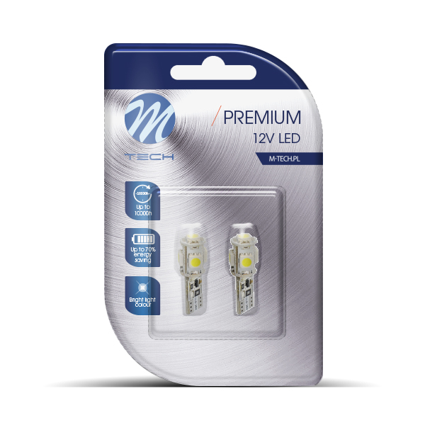 Żarówka LED W5W 5W12V 5SMD5050 CAN, 2 szt. M-Tech LB321W — ujęcie 3