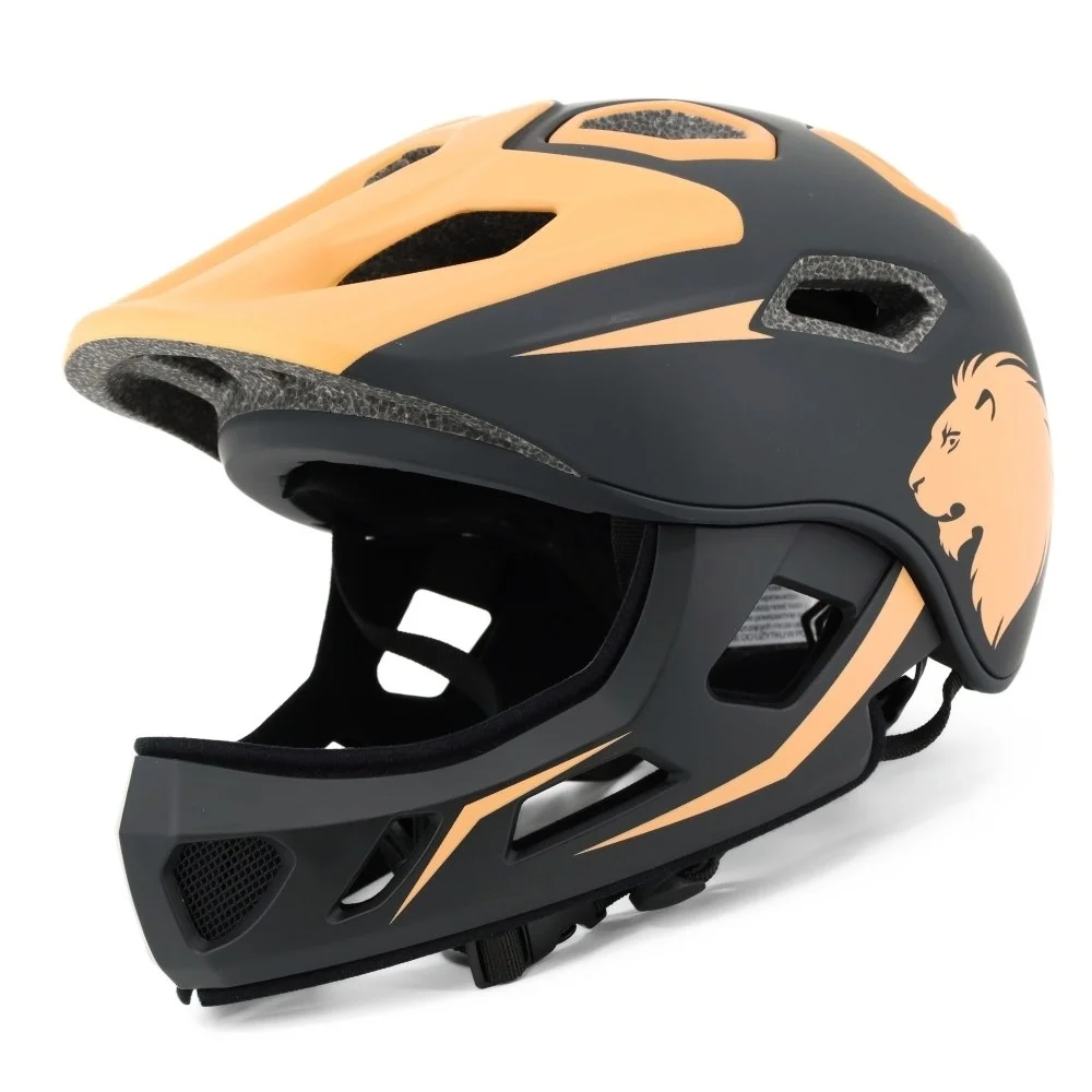 Kask rowerowy BTM-F1-S pełna szczęka lew złoty 52-56 cm