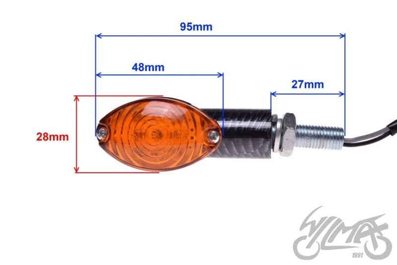Kierunkowskazy LED carbon, pomarańczowy klosz 12 V 1 W — para AM1327 — ujęcie 2