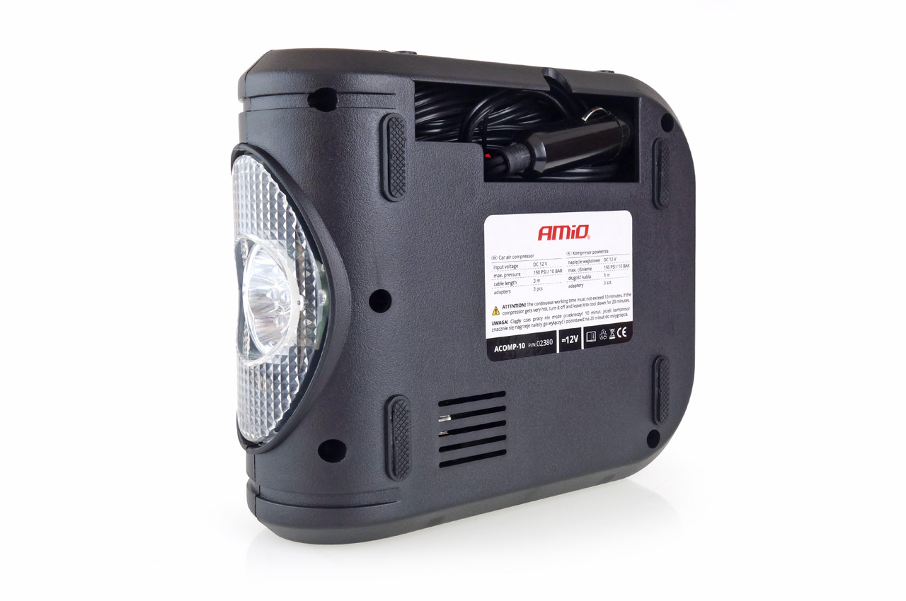 Kompresor samochodowy cyfrowy LED LCD 12 V ACOMP-10 — ujęcie 9