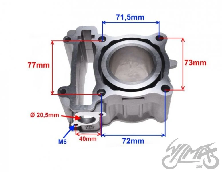 Cylinder do Yamahy X-MAX 125 52,00 aluminium komplet — ujęcie 3