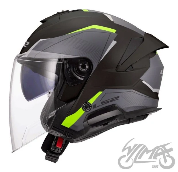Kask LS2 OF618 Verso II Air Black H-Vis Yellow — XS — ujęcie 1