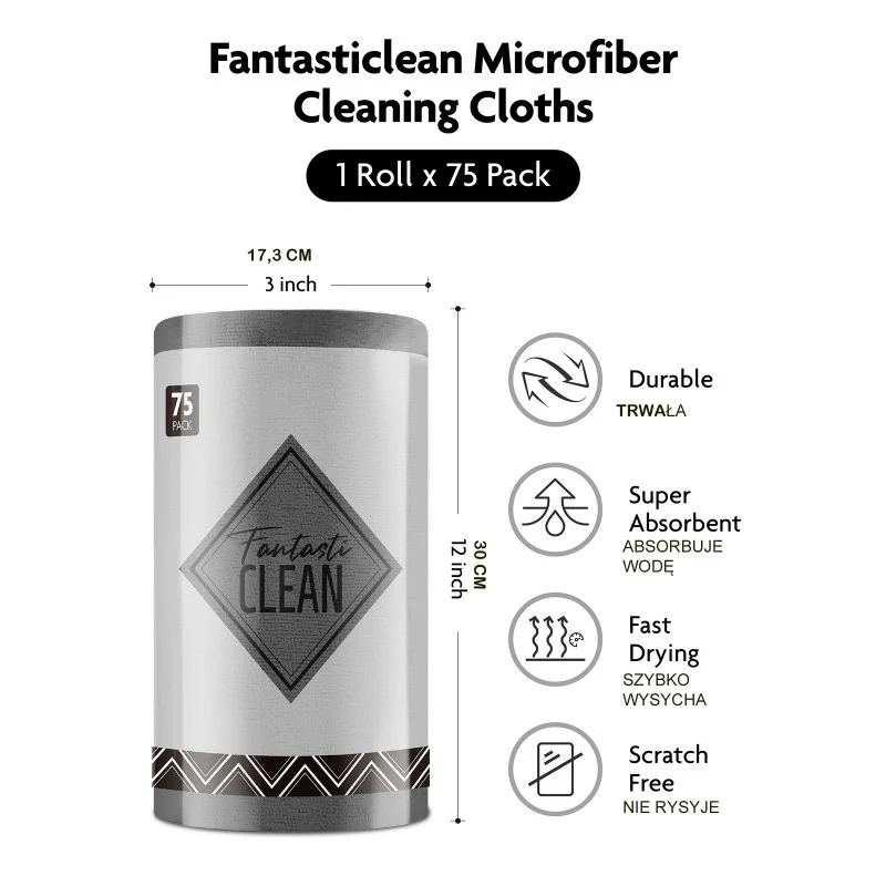 Ręcznik z mikrofibry FANTASTICLEAN 30x30cm 75szt 175g/m2 Ciemnoszary — ujęcie 7