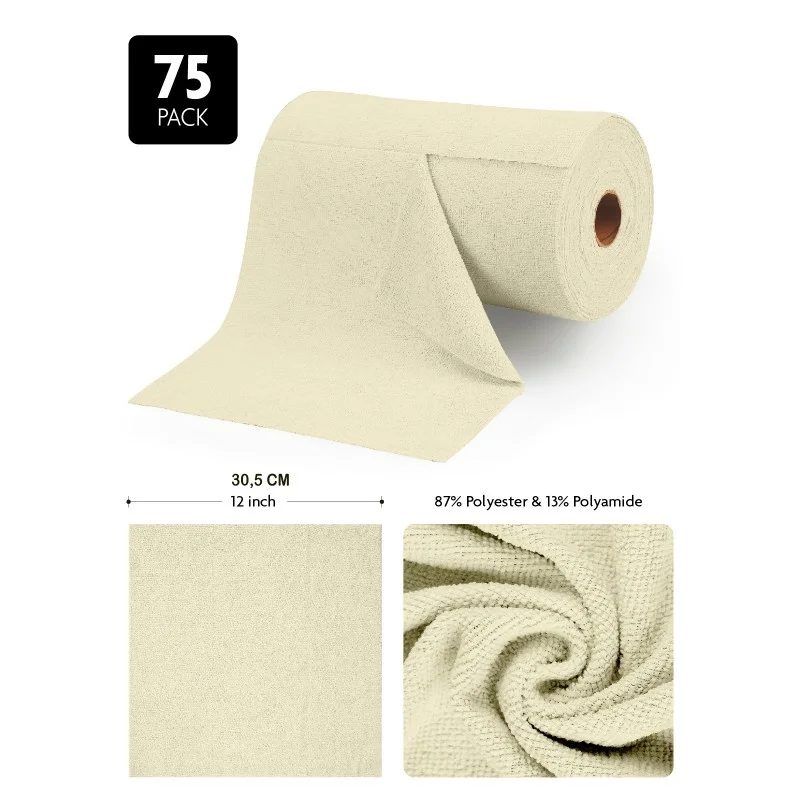 Ręcznik z mikrofibry FANTASTICLEAN 30x30cm 75szt 175g/m2 Beżowy — ujęcie 6
