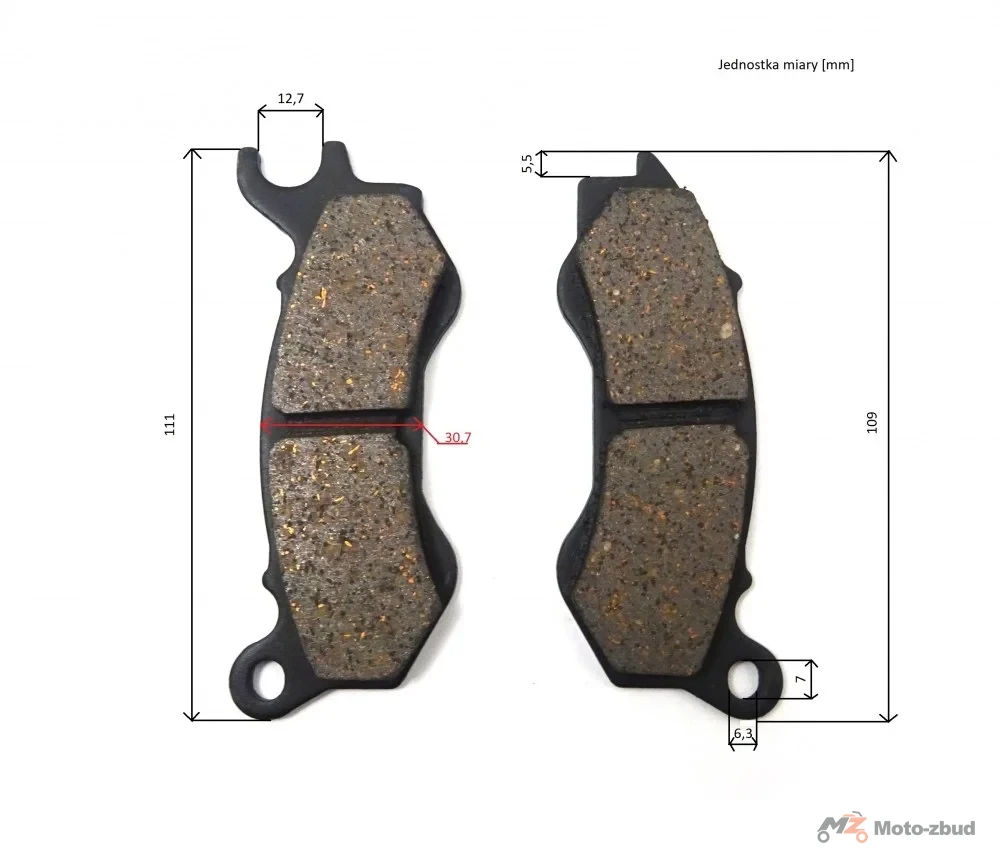 Junak M16/M11/M11 Cafe/M14-125 125 cm³ klocki hamulca hydraulicznego przód kpl. "cbs" (zacisk prawy) (Euro IV)