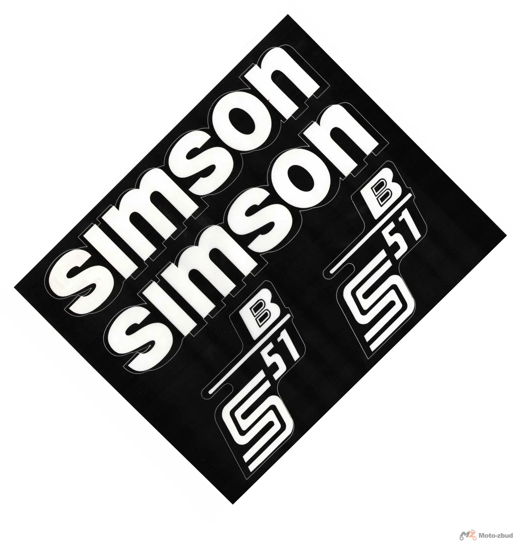 Naklejka Simson pokrywy i zbiornika S51 b czarna / transparentna premium kpl.