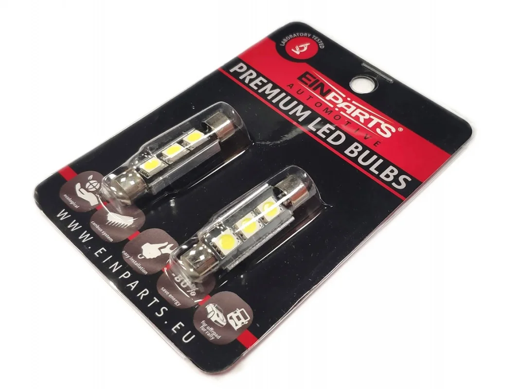 Żarówka rurkowa SV8.5 12V 42mm 3LED SMD5050 biała 2szt — ujęcie 3