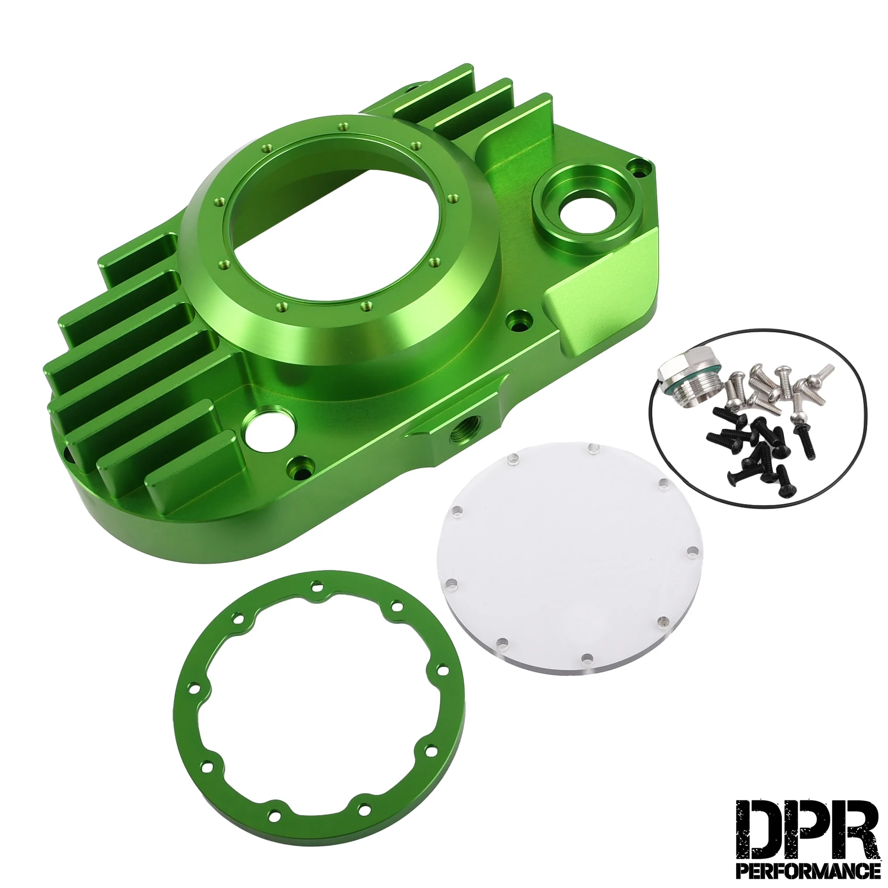Pokrywa silnika Simson S51 SR50 lewa aluminium CNC clear zielona + śruby DPR Performance — ujęcie 1