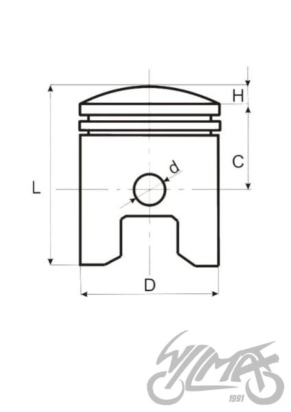 Tłok 47,00 mm do Hondy Dio 70 — sworzeń 12 mm, C 28 mm — ujęcie 2