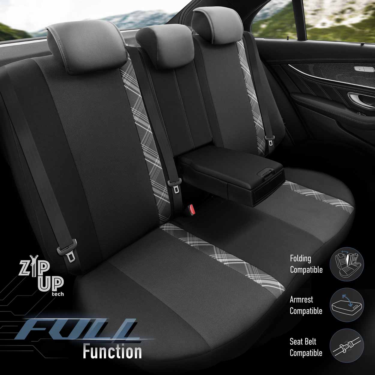 Komplet pokrowców na fotele samochodowe OTOM HORIZON 1808 BLACK/SMOKED 3-ZIP — ujęcie 3