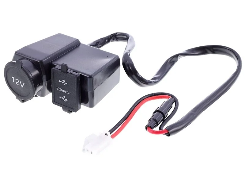 Ładowarka motocyklowa 2x usb 4.2a z woltomierzem i gniazdem zapalniczki — ujęcie 6