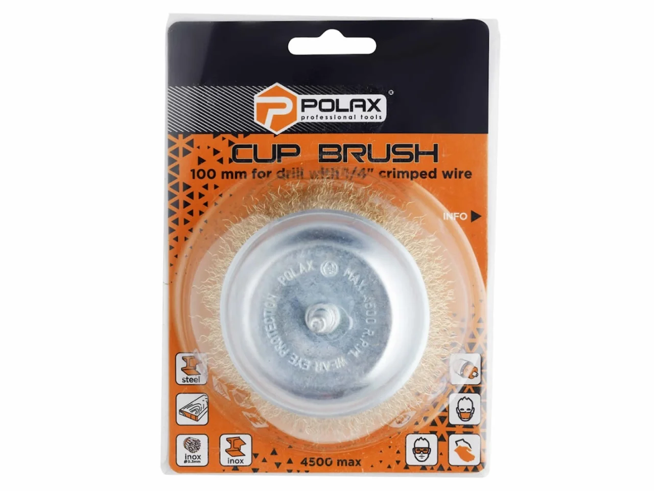 Szczotka czołowa do wiertarki 1/4" drut falisty 100mm — ujęcie 2