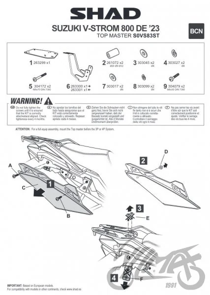 Stelaż kufra centralnego SHAD do Suzuki V-STROM 800 DE — ujęcie 2