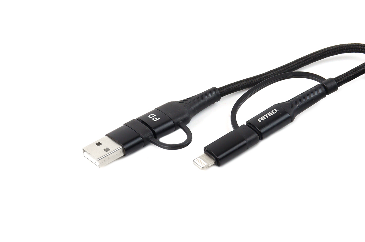 Kabel USB USB-C 3w1 iphone Lightning USB USB-C 1m UC-15 — ujęcie 3