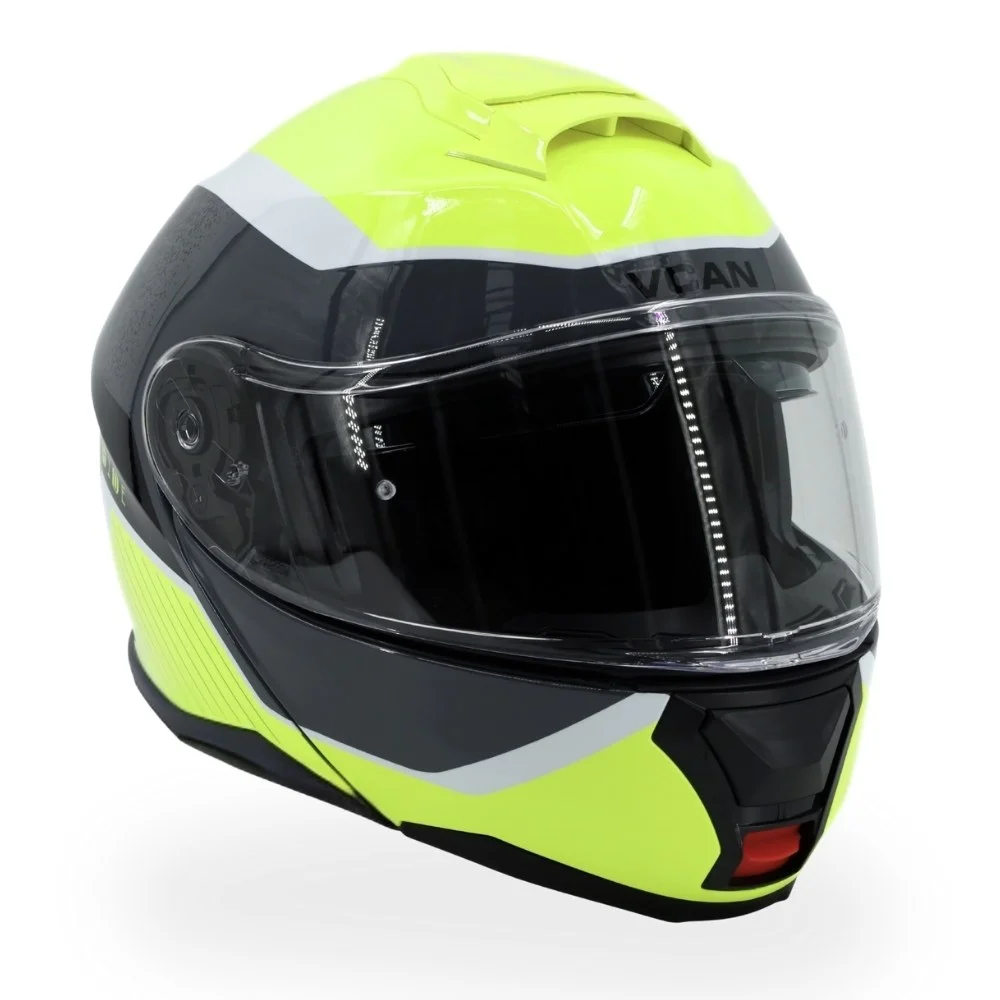 Kask VCAN model H272 sports yellow Black z podnoszoną szczęką i blendą czarno-szaro-żółty XL