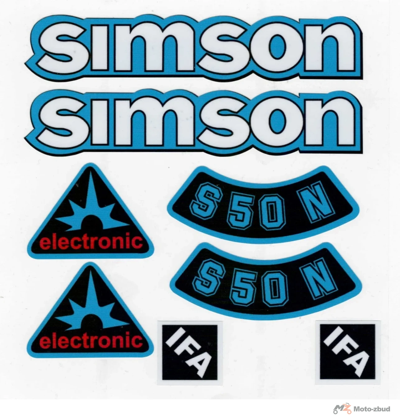 Naklejka Simson S50N electronic niebieska kpl. JMP