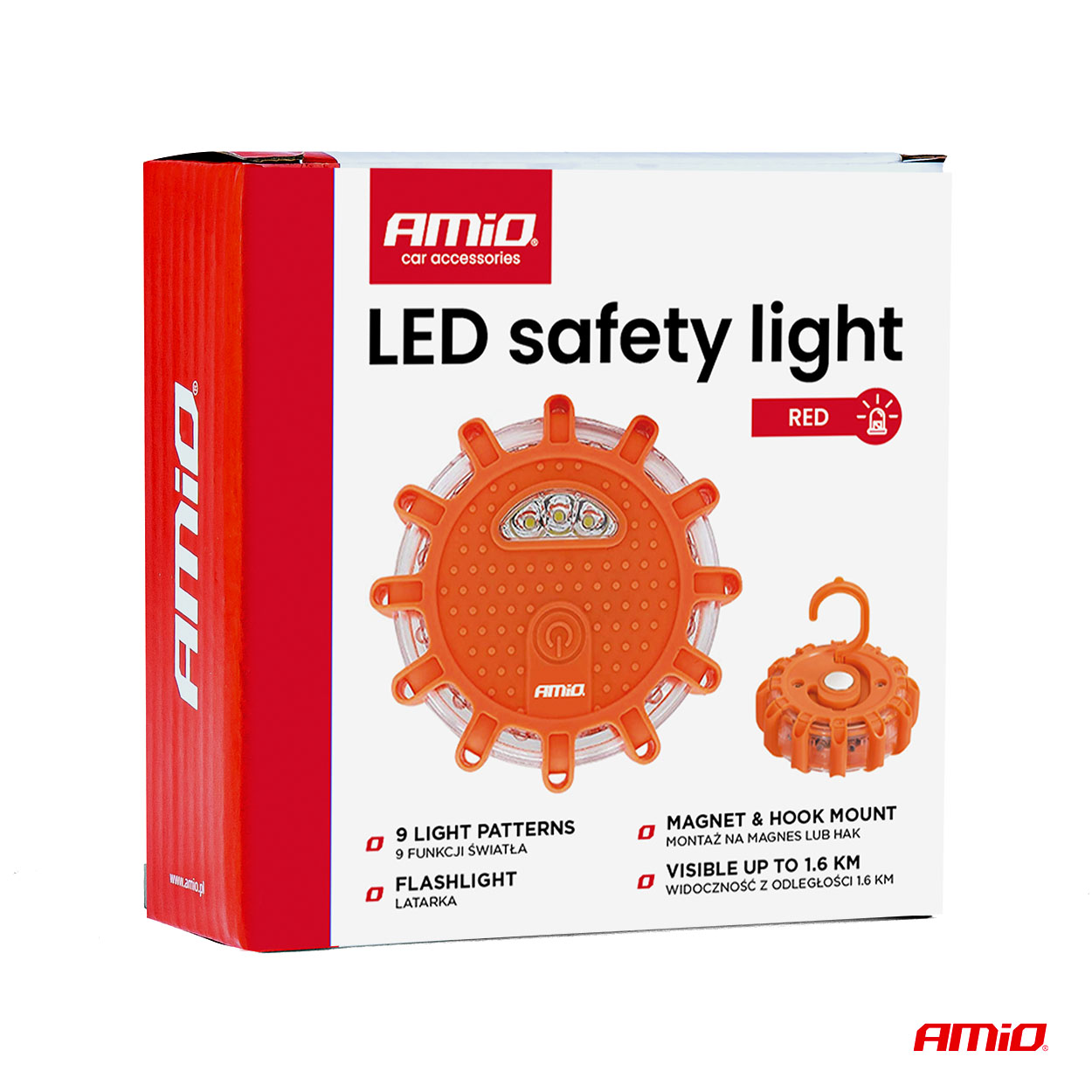 Lampa ostrzegawcza awaryjna z funkcją latarki 3xAAA IP65 12SMD + 3SMD światło czerwone — ujęcie 8