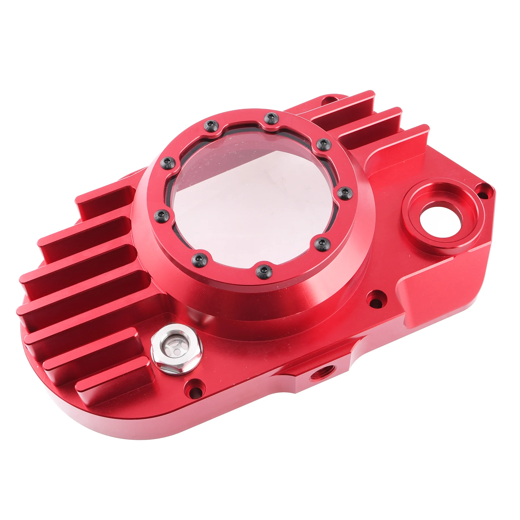 Pokrywa silnika Simson S51 SR50 lewa aluminium CNC clear czerwona + śruby DPR Performance — ujęcie 6