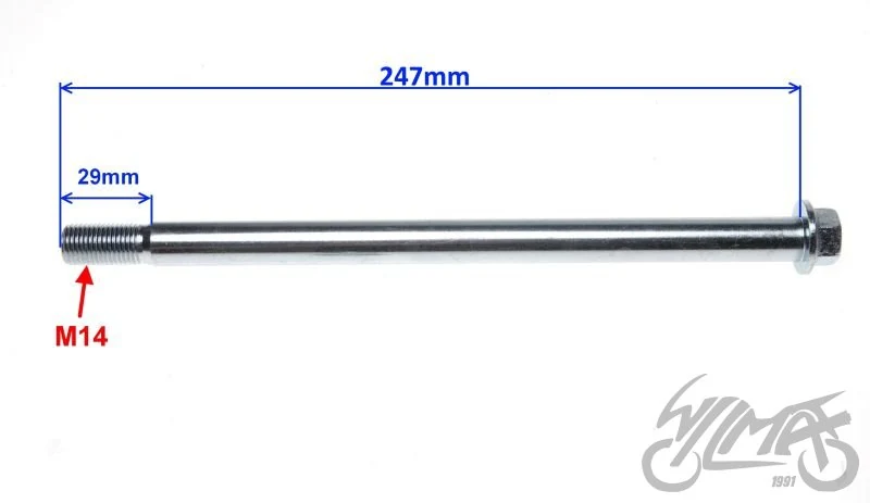 Oś koła ø15 × 247 tył do Rometa zetka — ujęcie 2