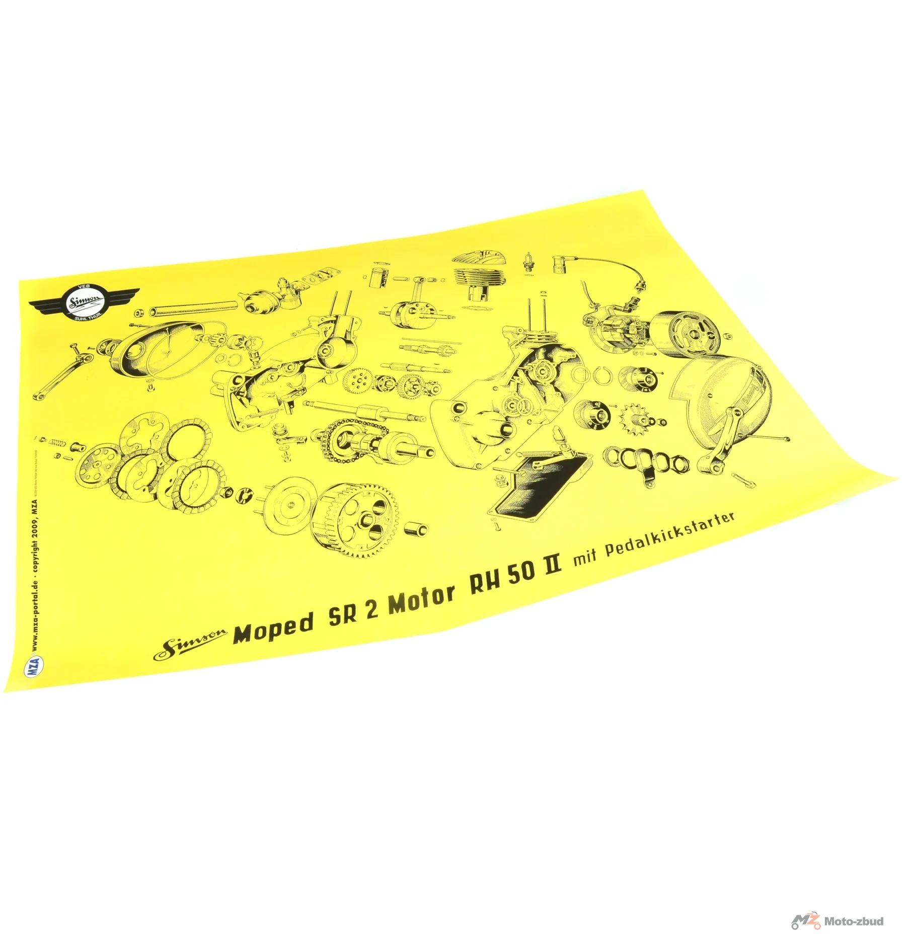 Plakat schemat silnika Simson SR2 MZA