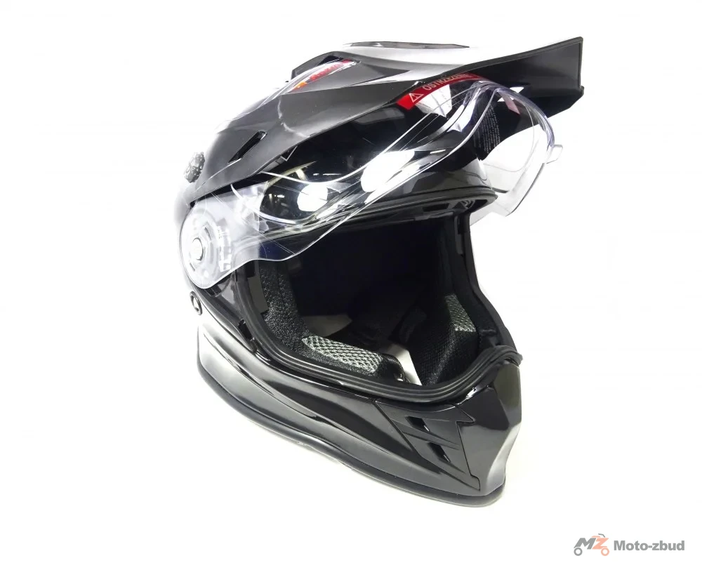 Kask VCAN model V331 Black enduro z szybą i blendą czarny M — ujęcie 2