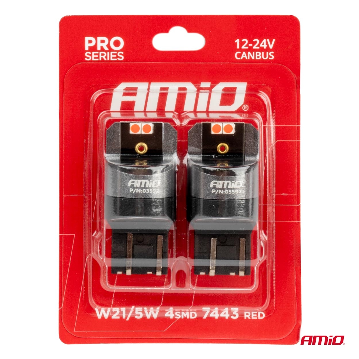 Żarówki LED CANBUS seria PRO W21/5W 4x3030 SMD Red 12 V 24 V — ujęcie 4
