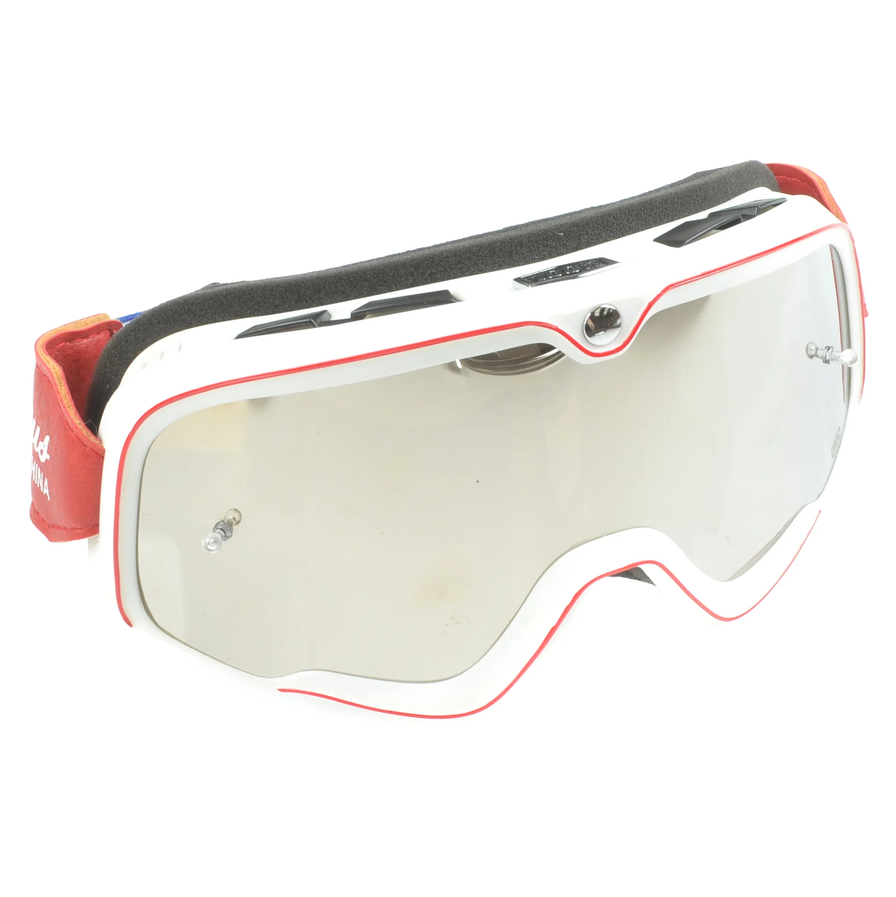 Gogle Replika biało czerwone chrome lens