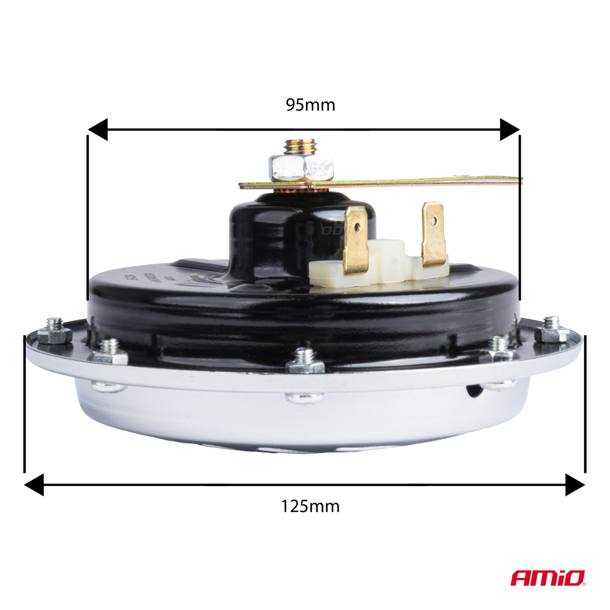 Klakson sygnał dźwiękowy chrom 125 mm 12 V — ujęcie 2