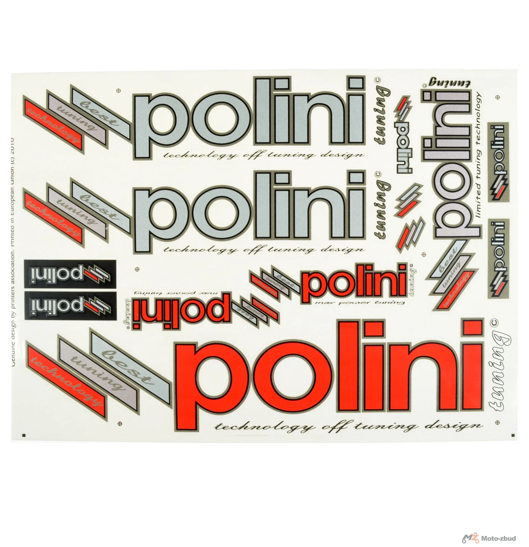 Naklejka Polini srebrno czerwona kpl.