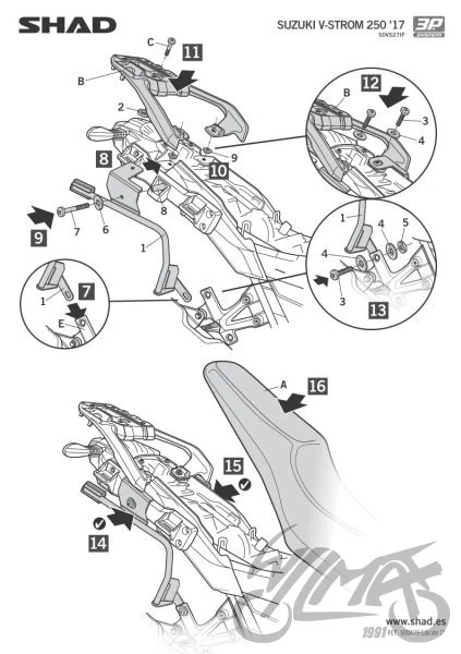Stelaż kufra bocznego 3P SHAD do Suzuki V-STROM DL 250 — ujęcie 4