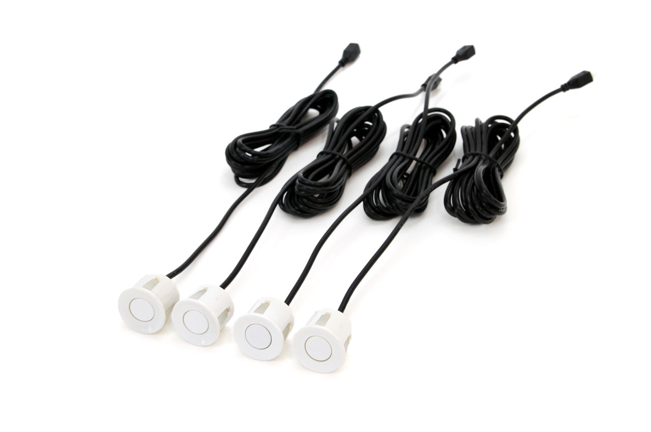 Zestaw czujników parkowania TFT01 4,3" z kamerą HD-308-LED 4 sensory białe — ujęcie 3