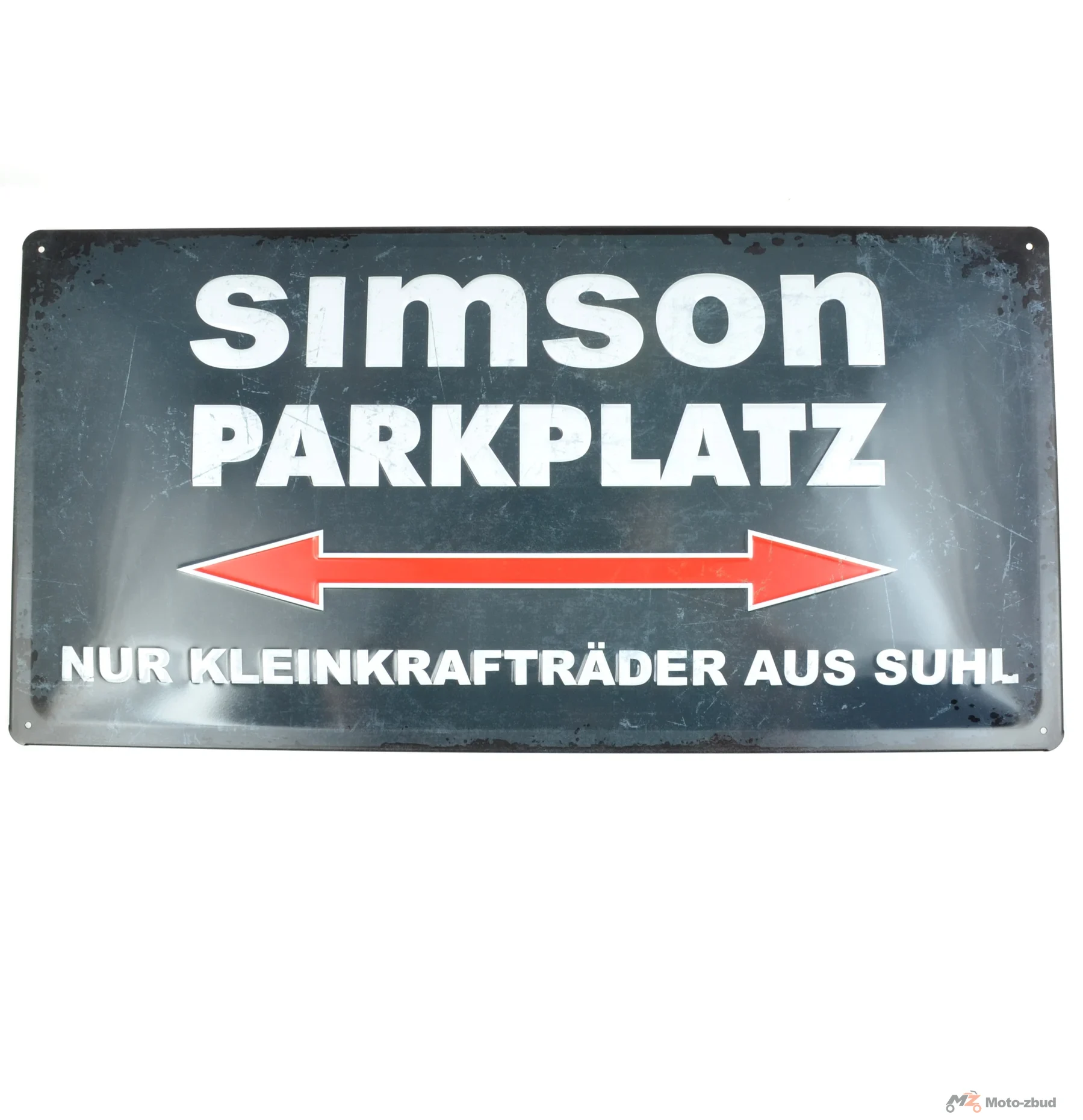 Tabliczka blaszana 3D 25 × 50 cm szaro - biała Simson parkplatz MZA