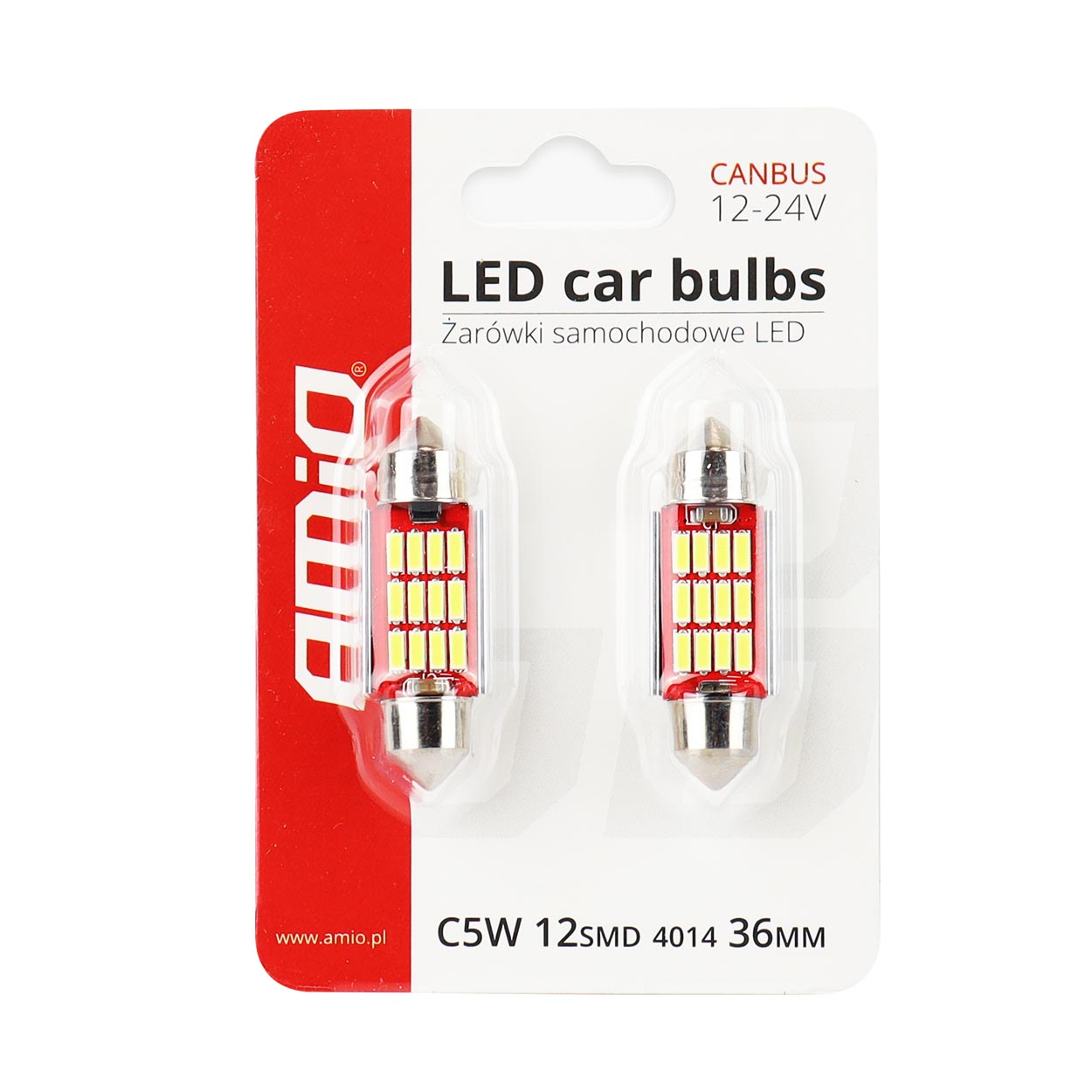 Żarówki LED CANBUS 4014 12SMD Festoon C5W C10W C3W 36 mm White 12 V 24 V — ujęcie 3