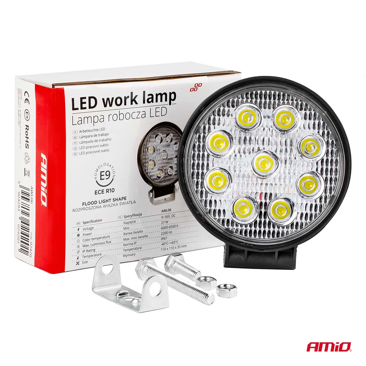 Lampa robocza LED szperacz AWL06 9 LED 12 V 24 V — ujęcie 10